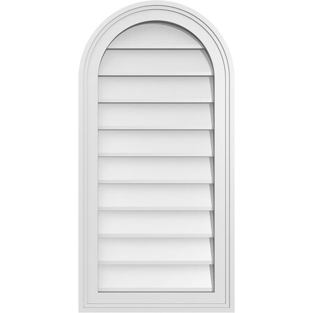 Ekena Millwork Round Top Surface Mount PVC Gable Vent w/ 2"W x 1-1/2"P Brickmould Frame, 16"W x 32"H GVPRT16X3202SN